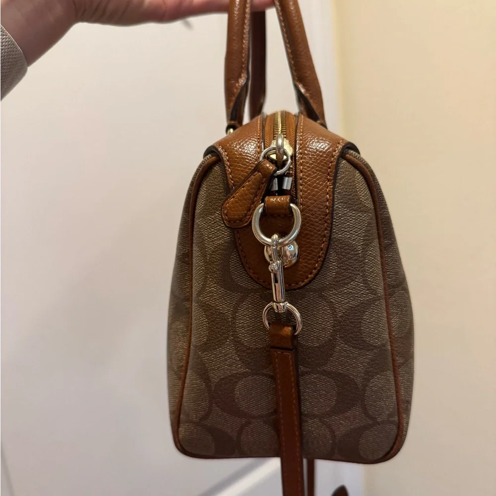 Coach Tan and Brown Signature Satchel - Picture 4 of 10